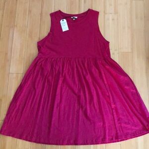 Cotton Bleu hot pink sleeveless crew neck dress. Large. New with tags. Pockets